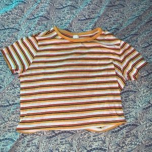 Crop Top Yellow & White Striped Size: M
